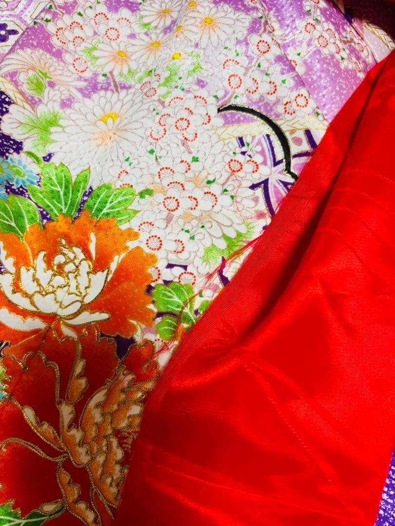 七五三 着物セット 紫と淡い桜色（ピンク）7歳