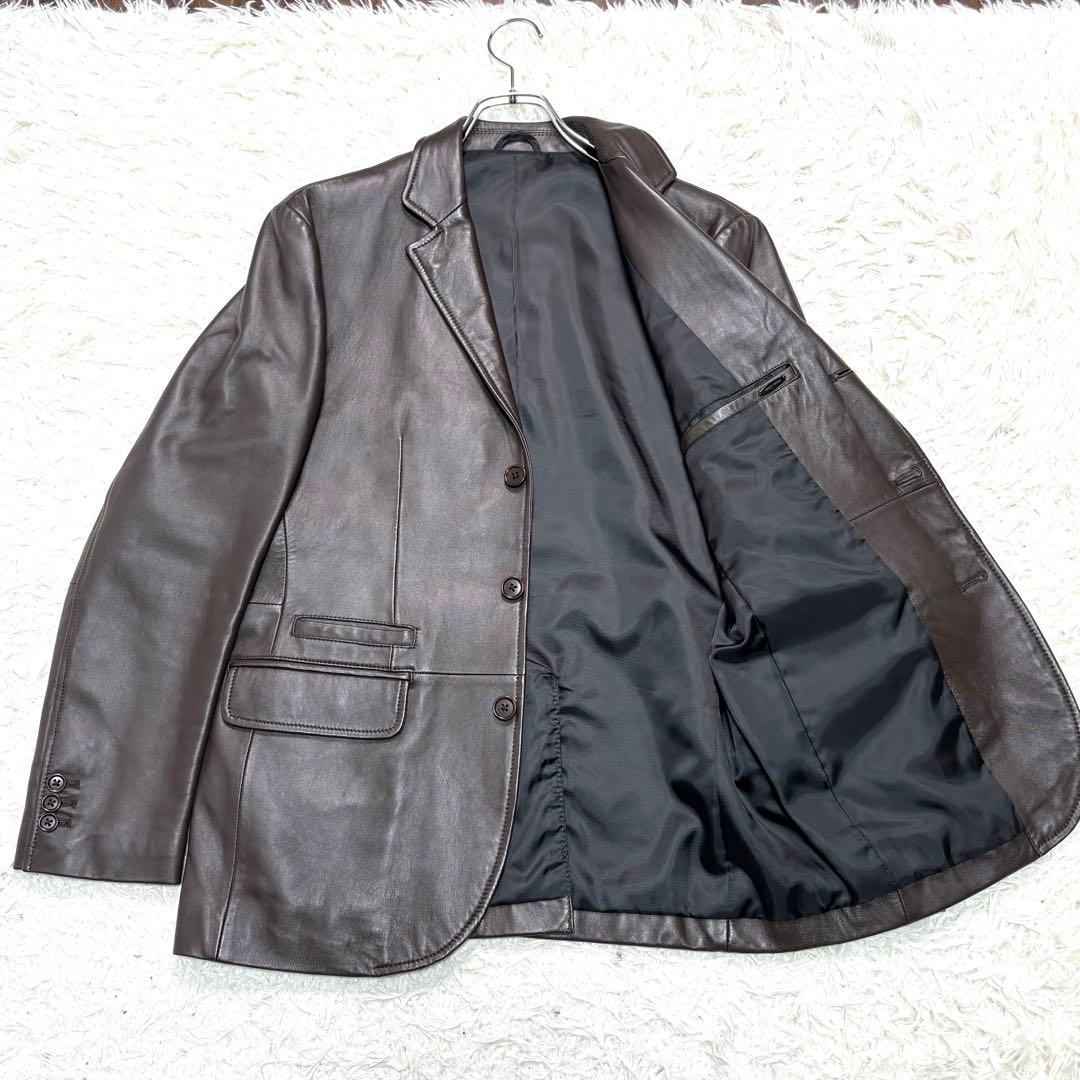 【美品】23区 オンワード樫山 ラムレザー テーラードジャケット Lサイズ