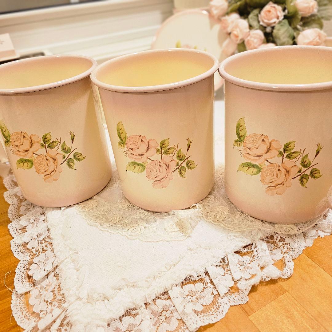 イマン imane ダイアナローズ ツールスタンド3個 ホーロー ペン立て