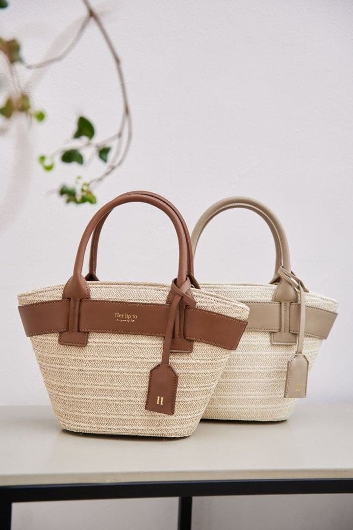 herlipto Palma Tote Bag　mini 　ブラウン　かごバッグ