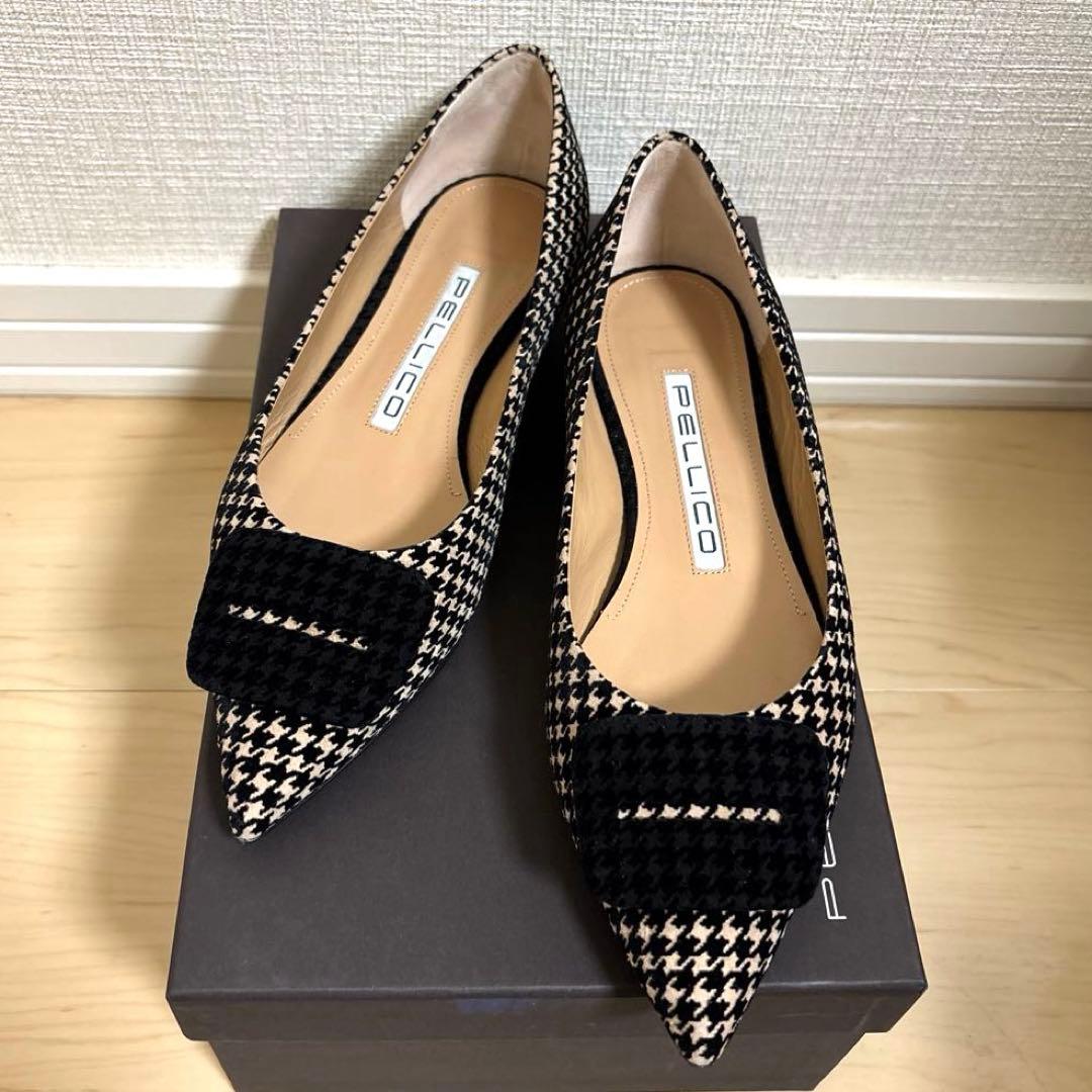 PELLICO フラットシューズ 35.5 千鳥格子柄