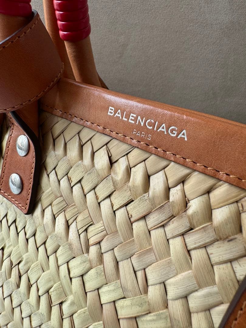 ★美品　バレンシアガ　ラフィア　ビストロ　パニエ　カゴバッグ
