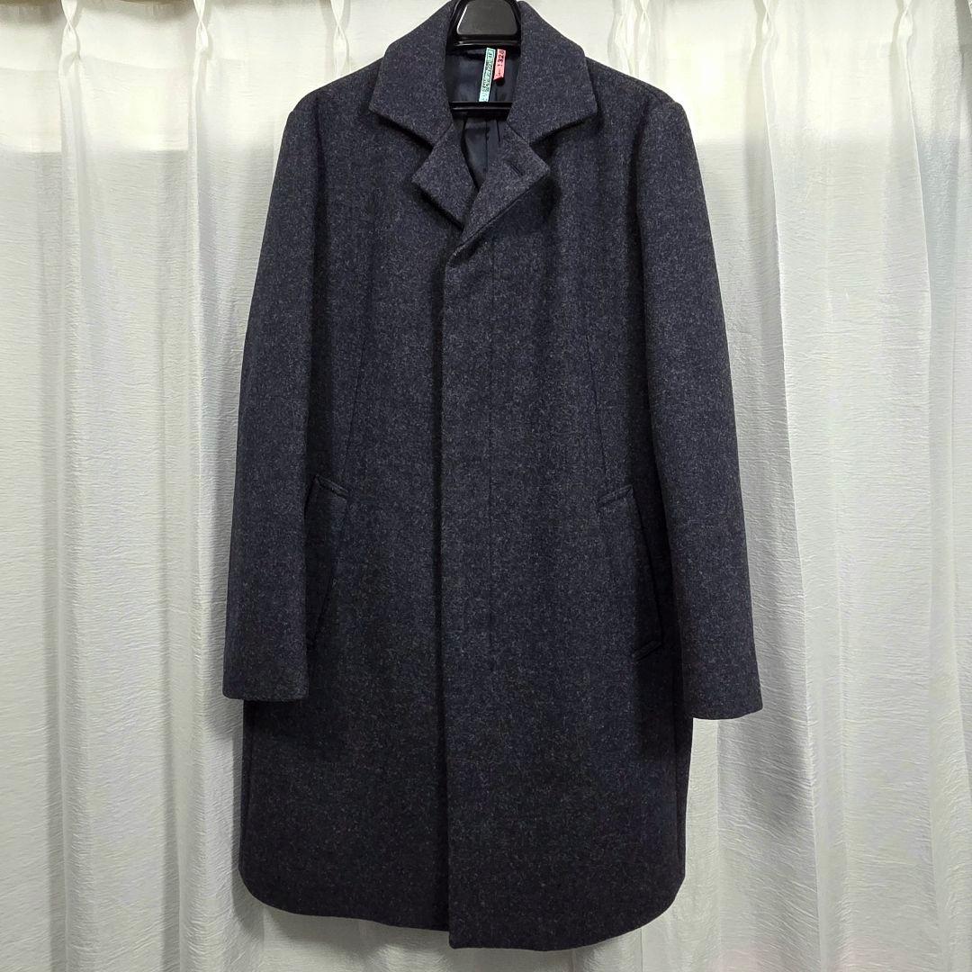 エポカウォモ◆比翼デザインのチェスターコート 50サイズ◆美品 クリーニング済