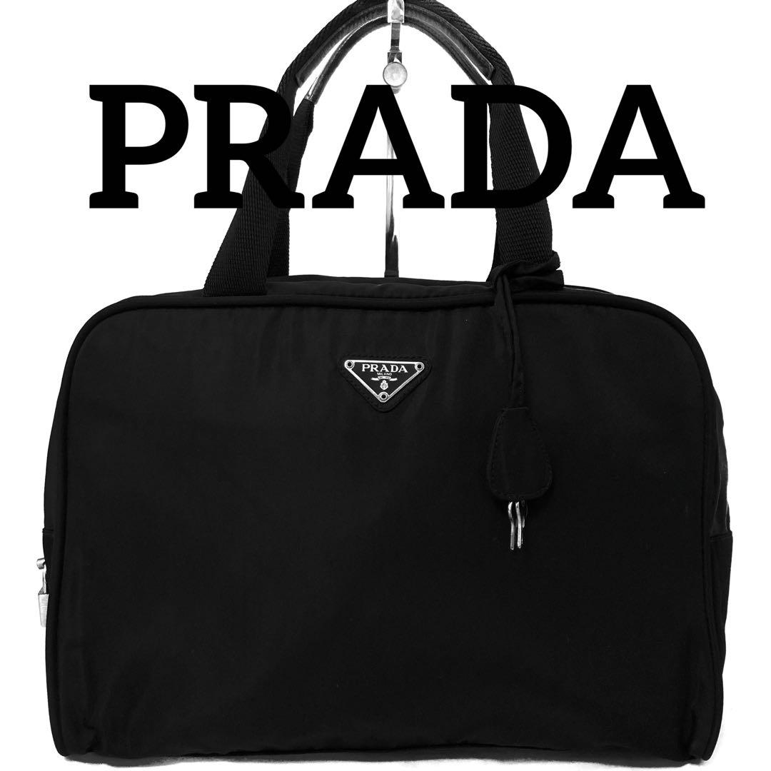 極美品　PRADA プラダ　トートバッグ　ナイロン　ハンドバッグ　鍵　南京錠　黒