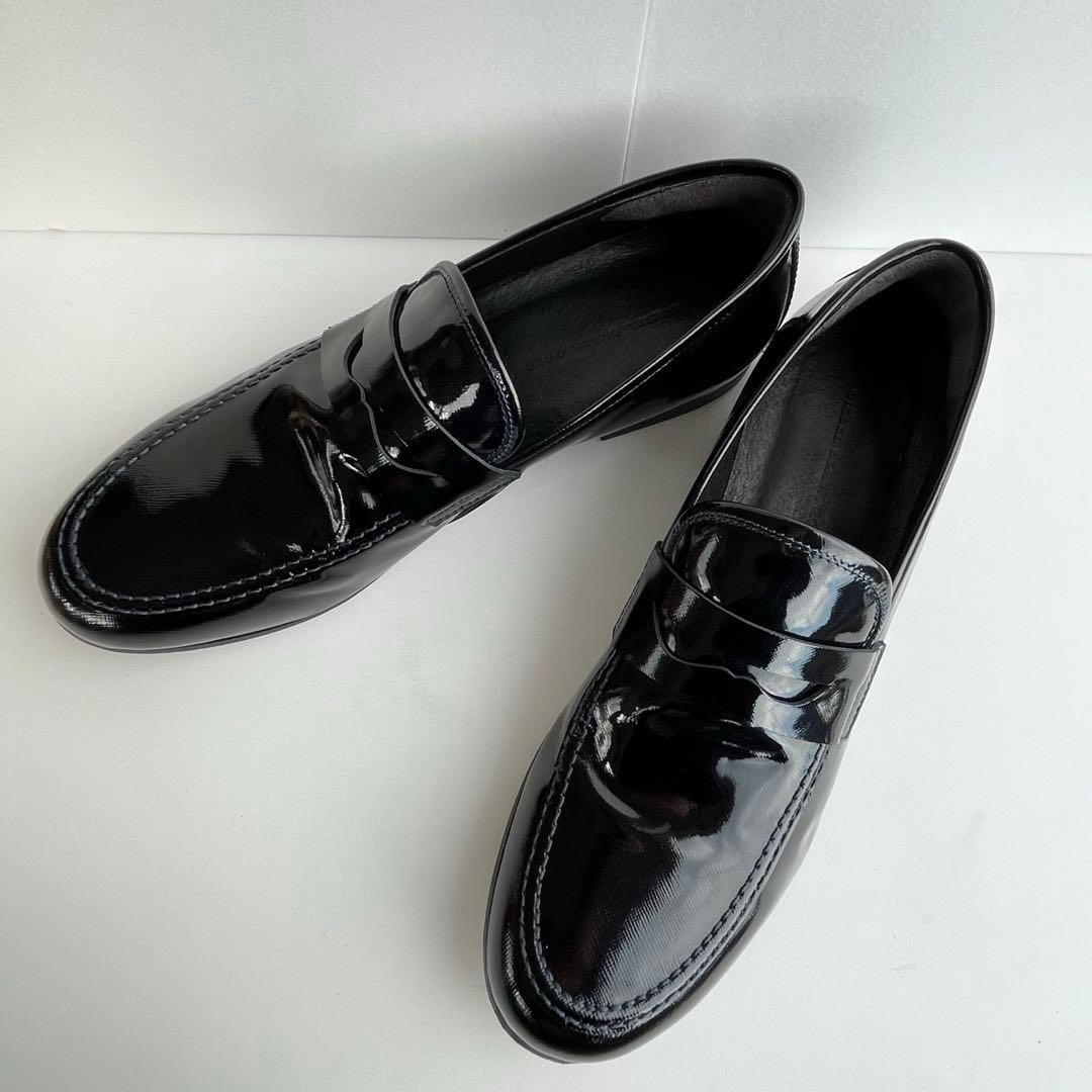 DIESEL BLACK GOLD エナメル レザー ローファー 靴 黒 27