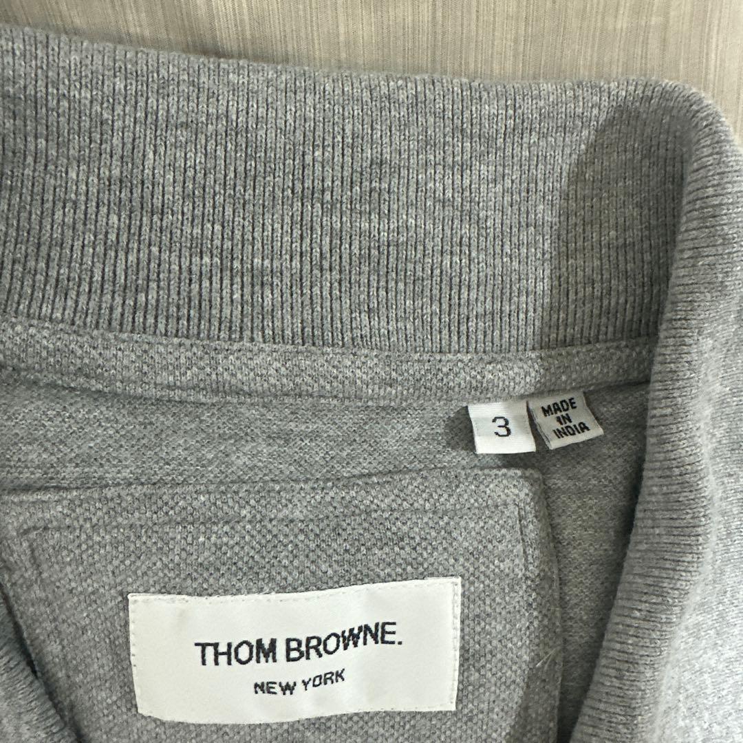 値下げ美品THOM BROWNE ポロシャツ グレー サイズ3