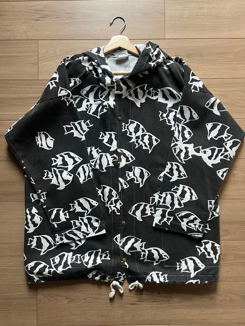 80s 90s Michigan rag ミシガンラグ 魚 総柄 usa製 L