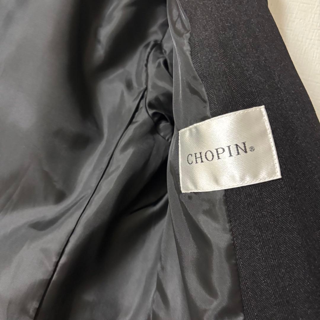 【美品】CHOPIN チェックベストスリーピーススーツ　ブラック　160cm
