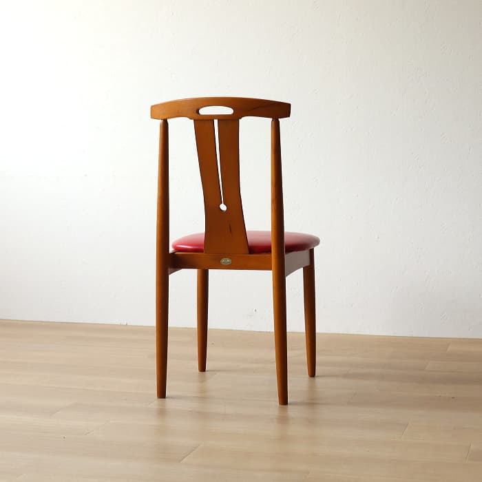 レトロ 赤 飛騨の家具 ダイニングチェア ブナ材 古家具 無垢材