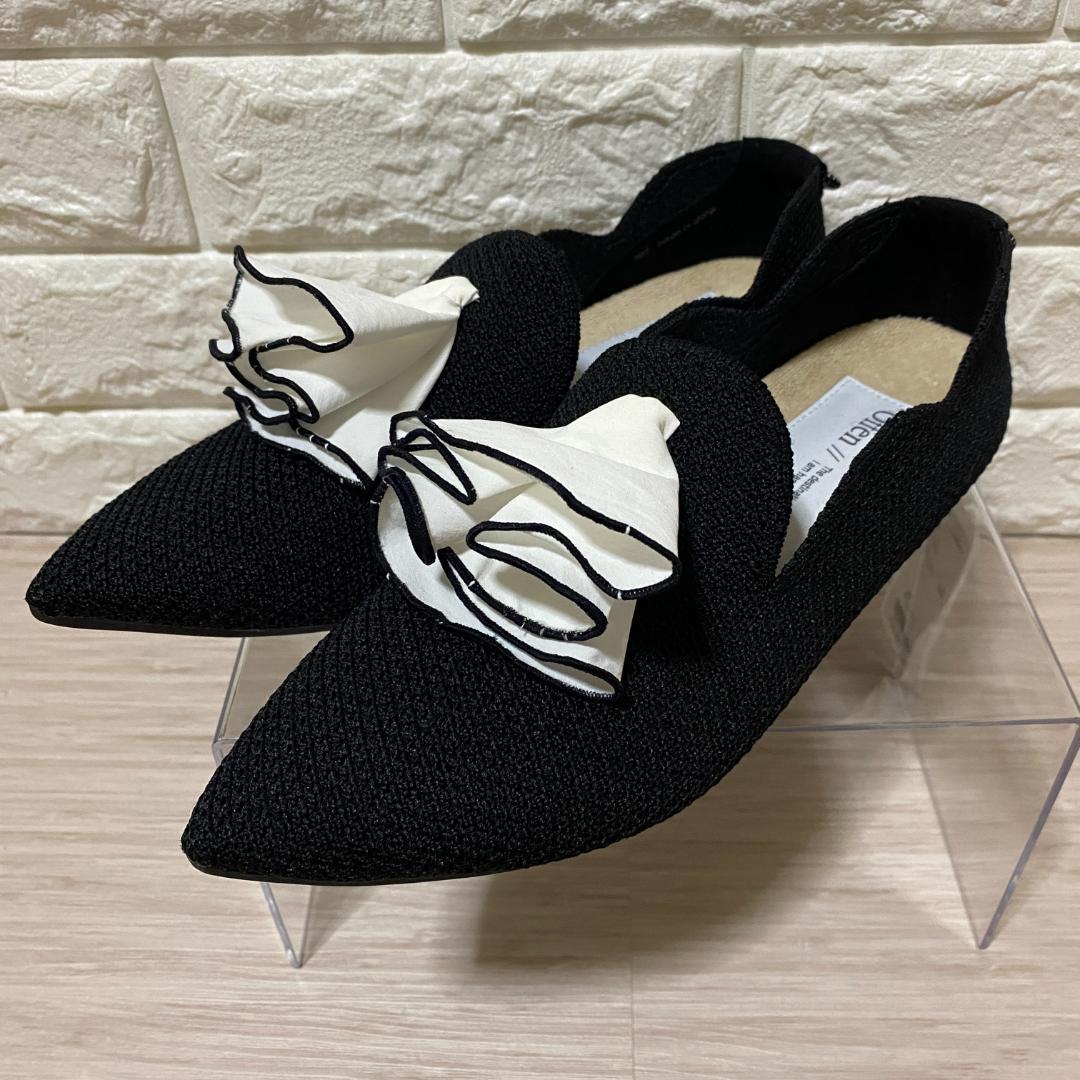 タグ付♪Offen O0u 2ndコラボ ニットシューズ 黒 フリル XL