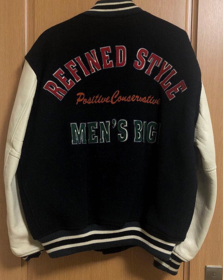 MEN'S BIGI 牛革袖 スタジャン ブラック/ホワイト XL