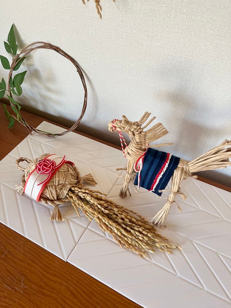 藁馬　お正月飾り　干支　インテリア　しめ飾り　亀