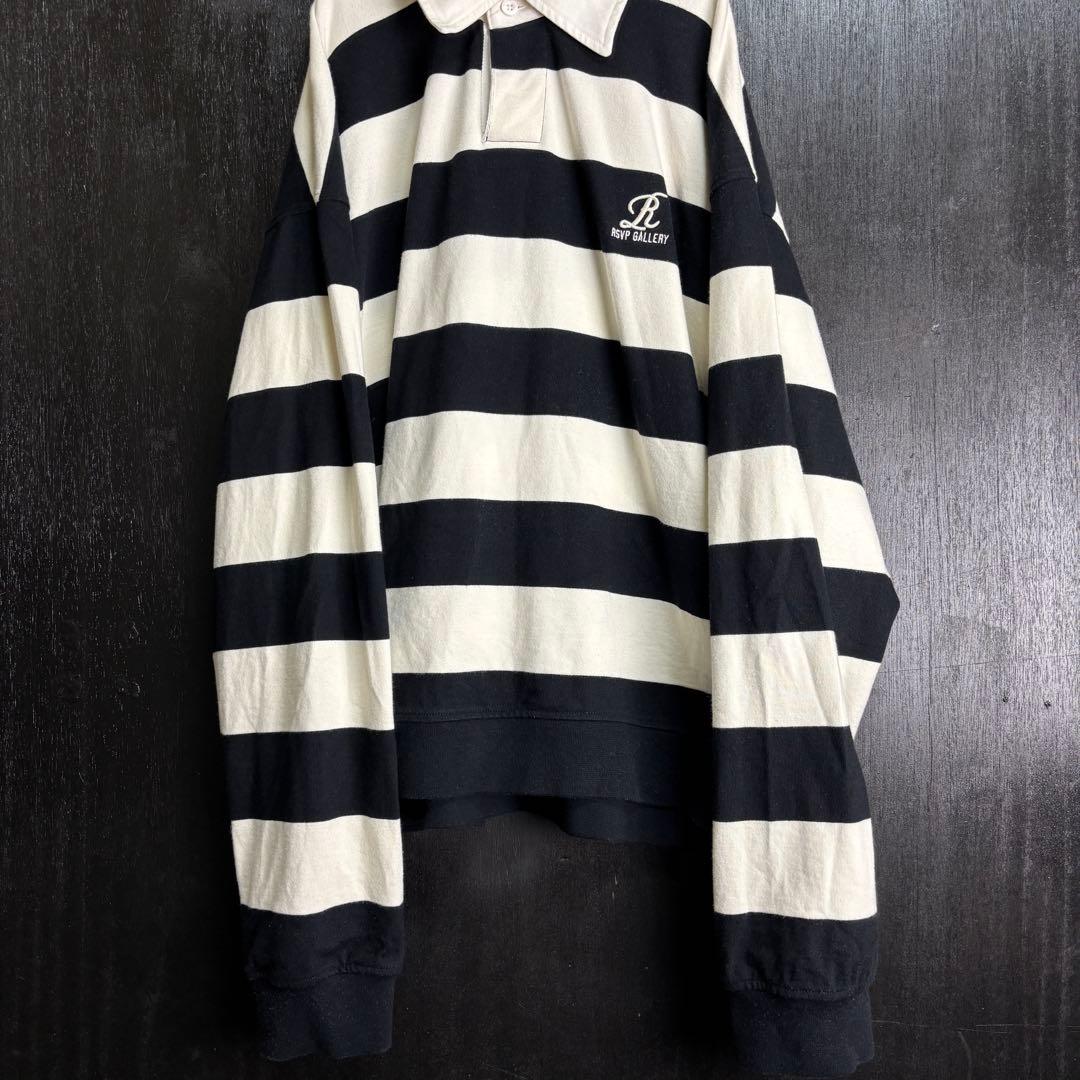 RSVP Gallery ラガーシャツ ホワイト×ブラック Lサイズ
