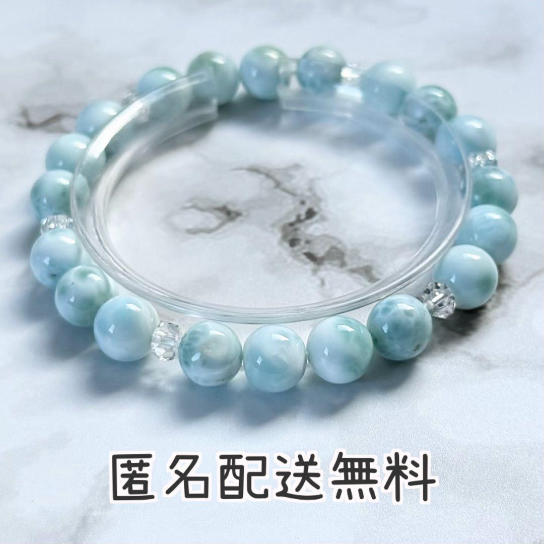 ラリマー 8mm玉ブレスレット　内径約16cm