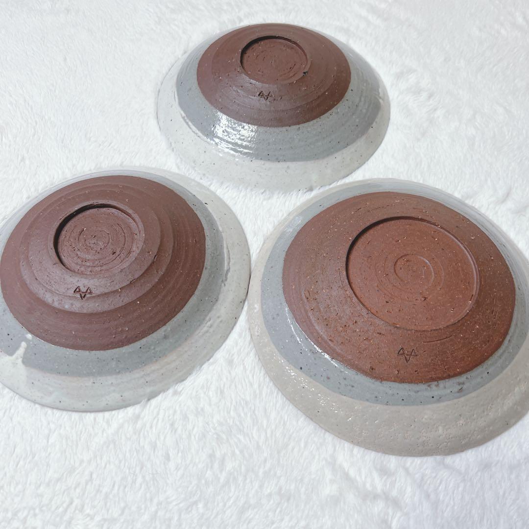 備前焼き　陶工房 斿　掻き落とし皿　かぶら文　伝統工芸品　24〜25cm 3枚