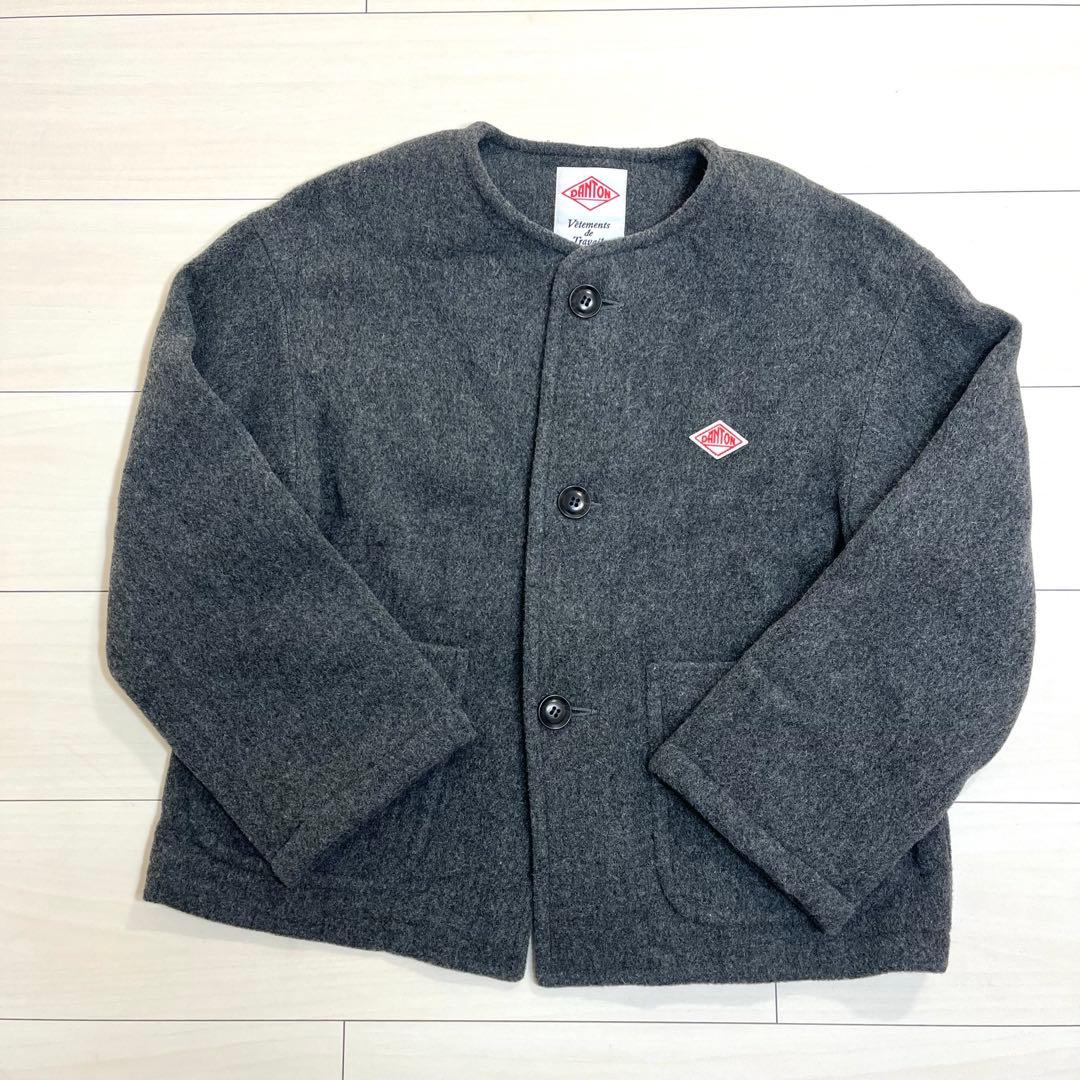 美品 DANTON ダントン ウールライトパイル ノーカラージャケット