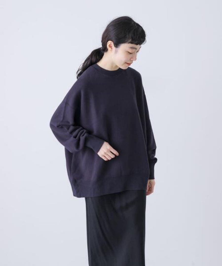 かぐれ コットンリヨセルスウェットプルオーバー　ネイビー
