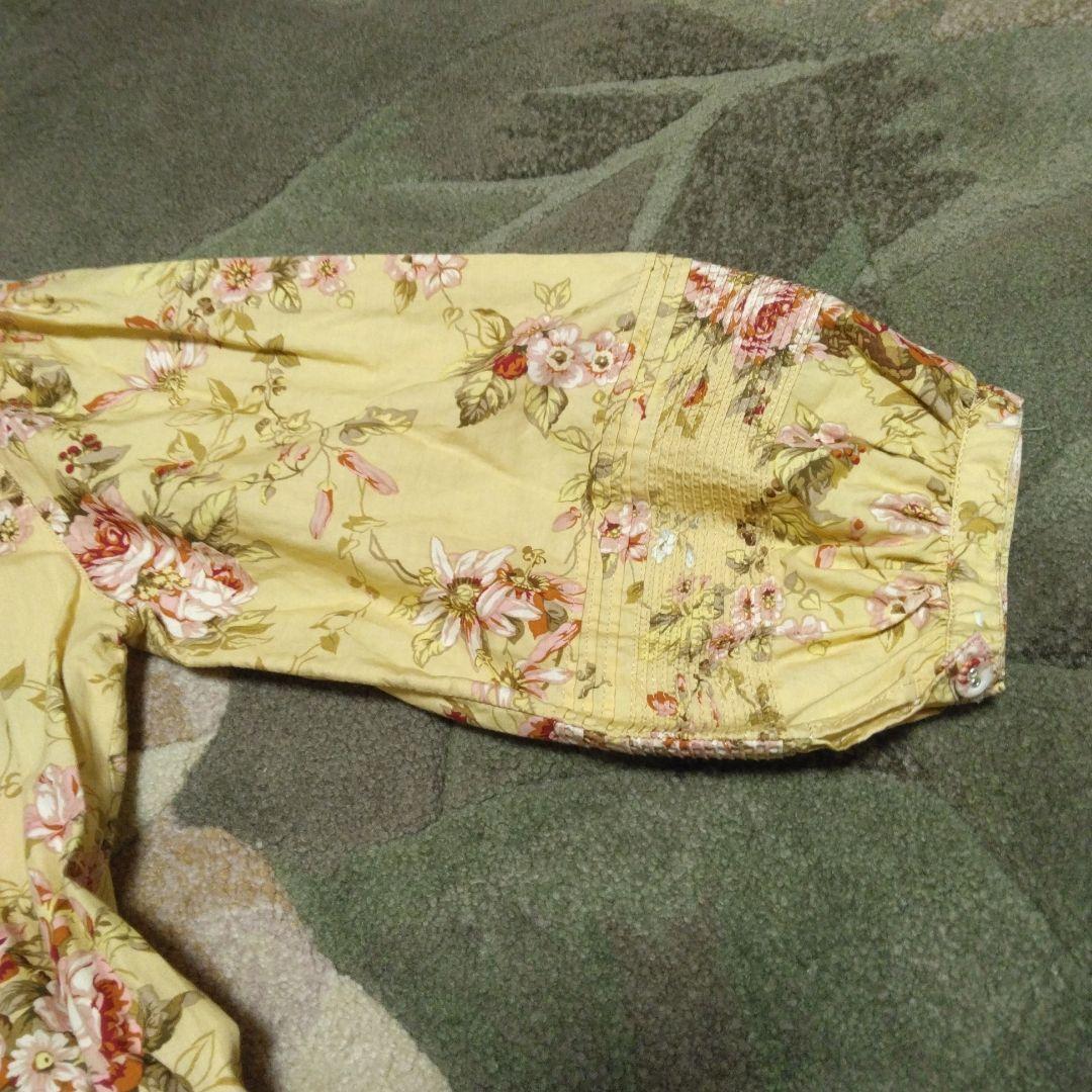 ピンクハウス　美品インゲボルグ　花柄イエロー半袖〜五分袖ロングワンピース