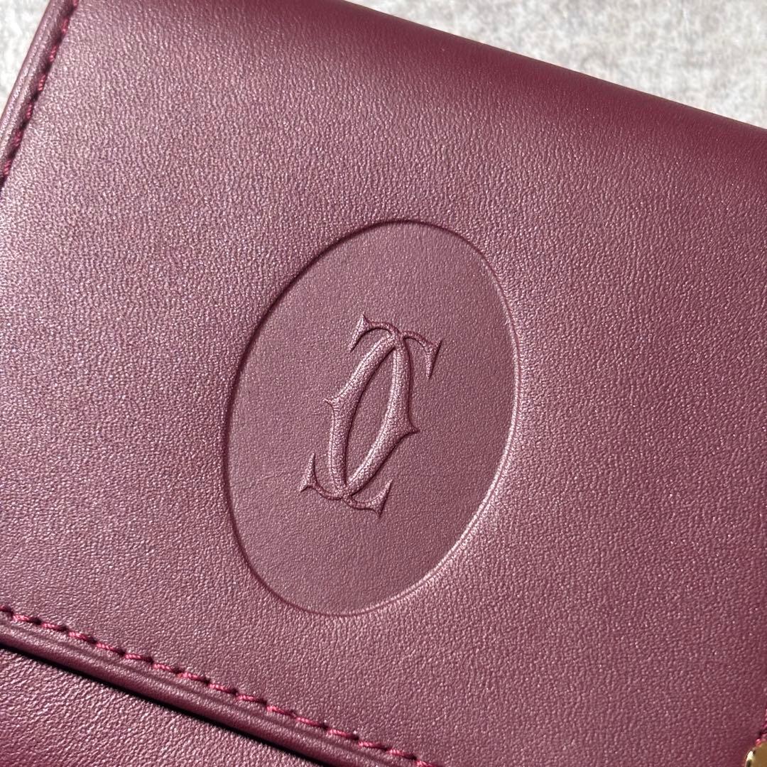 未使用 カルティエ マストライン 小銭入れ ケース ゴールド金具 ボルドー