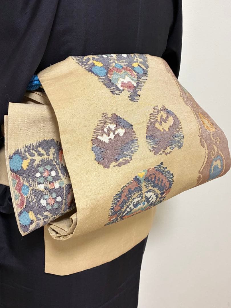 袋帯　洒落袋　カラフルな幾何学　正絹