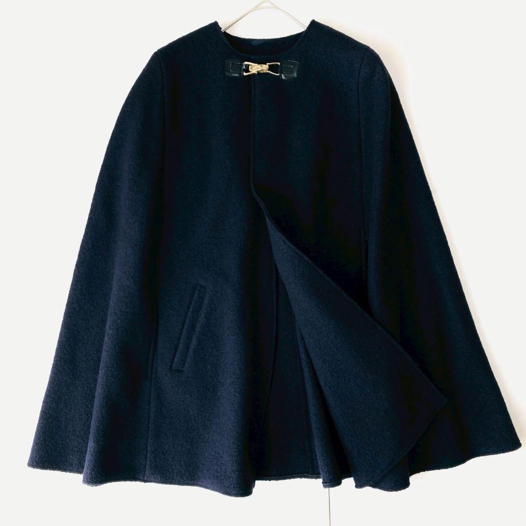 現行✨マックスマーラ　リバーポンチョ　ケープコート　イタリア製　ネイビー　S