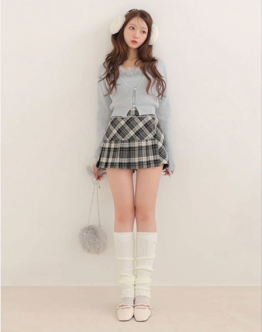 M me eme エムミーエメ クラシックチェックプリーツスコート