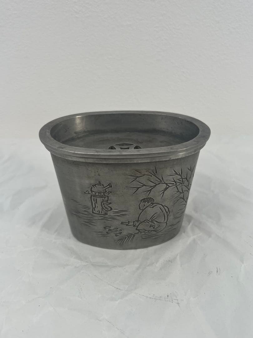 錫 茶道具 建水 浮彫り 茶こぼし 骨董品