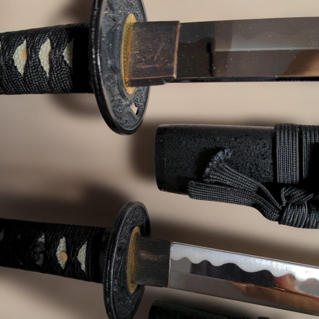 模造刀2本セット　黒　布製ケース付き