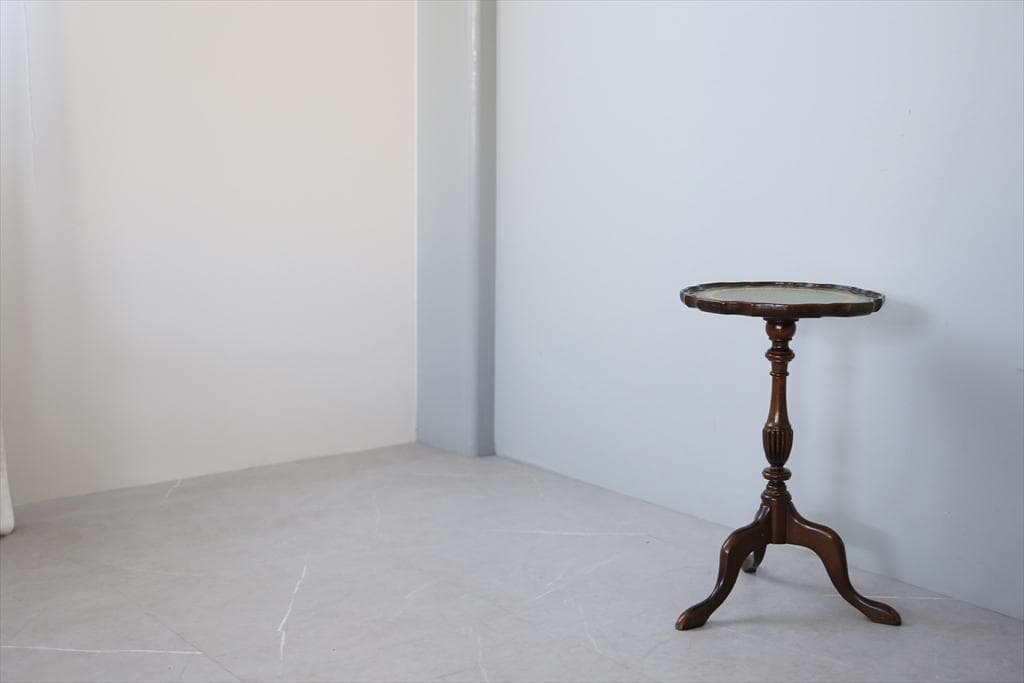 英国アンティーク木製ワインテーブル/サイドテーブル/丸机/飾り棚(89-98-7