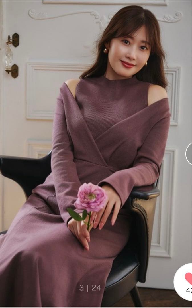 ワンピース herlipto Cache-Coeur Layered Knit Dress