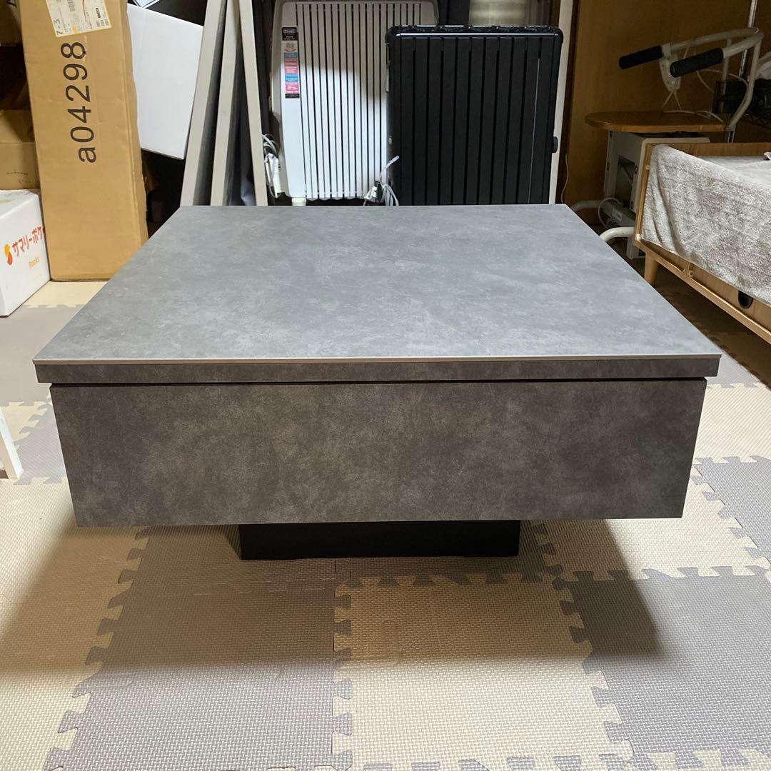 専用　週末割引！　早い者勝ち　グレー 石目調 ローテーブル 引き出し2杯付き