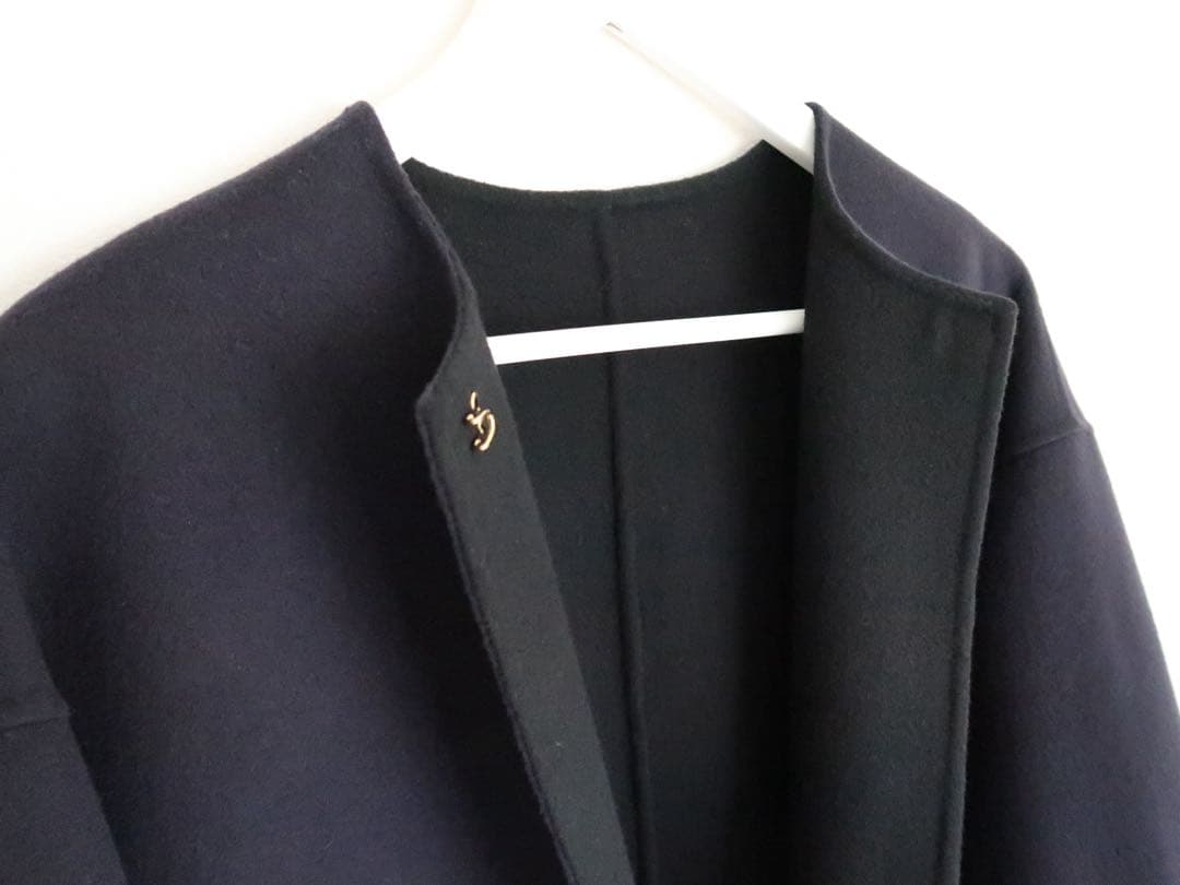 UNITED ARROWS バイカラー リバー ミドルコート ネイビー×ブラック