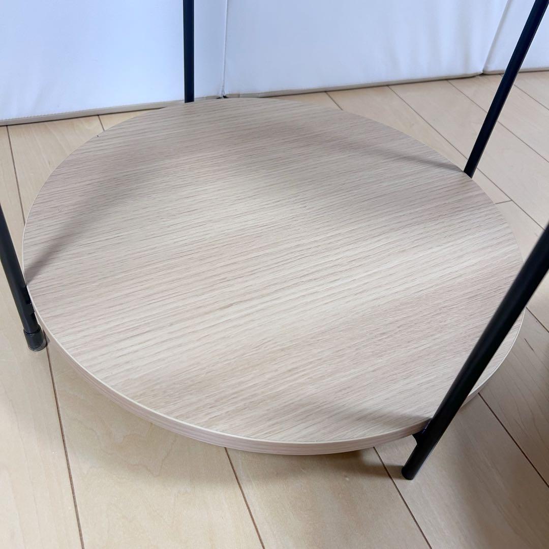 ニトリ　サイドテーブル　AW08 LBR 天然木　NITORI サイドボード円型