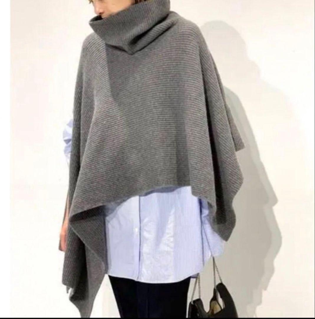 AP STUDIO タートルネック　ポンチョ　プルオーバー　ブラック　カシミヤ