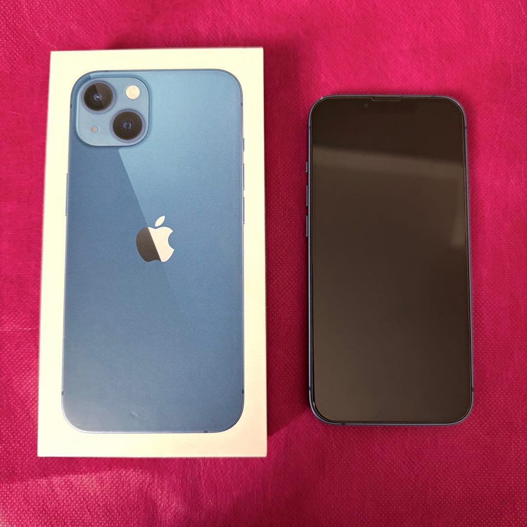 iPhone13 128GB ブルー 箱・コード・保護フィルム・ケース付き