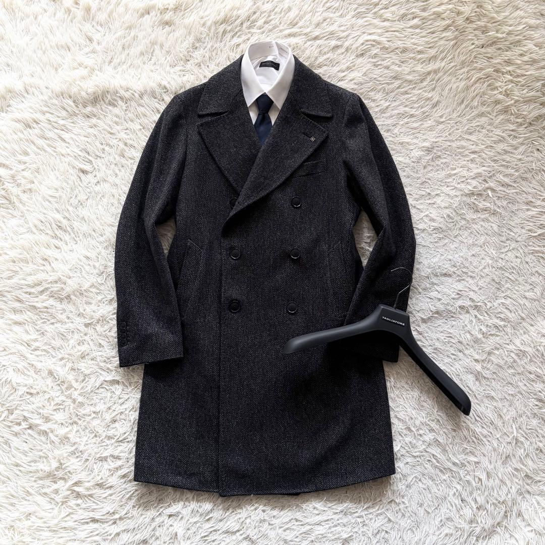 <美品>TAGLIATORE カシミヤウール ダブル チェスターコート 48