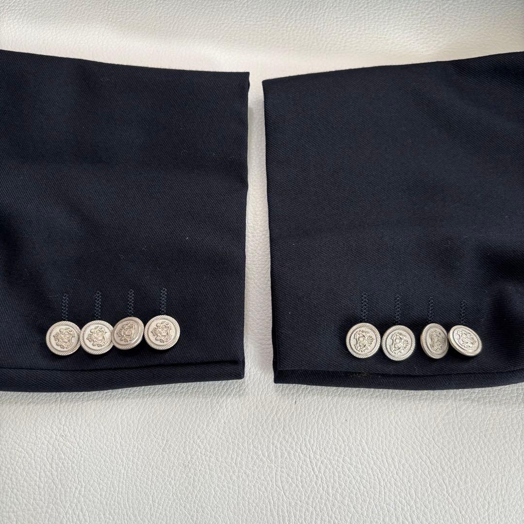 バーバリー[銀ボタンXLサイズ]テーラードジャケット 紺ブレ 裏地ホースロゴ