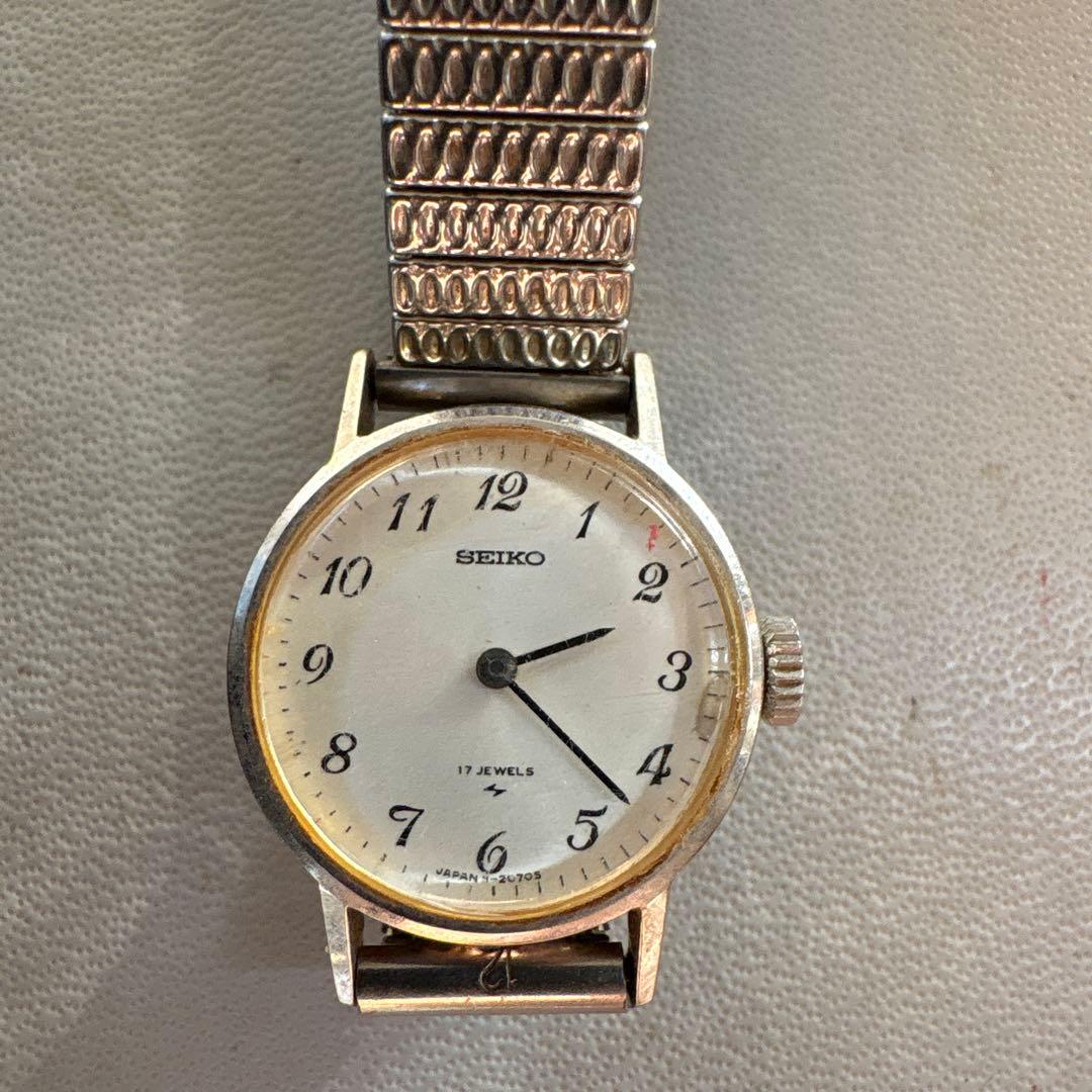 セイコー 11-0720 ソシエ 14KWG シルバー文字盤 手巻腕時計