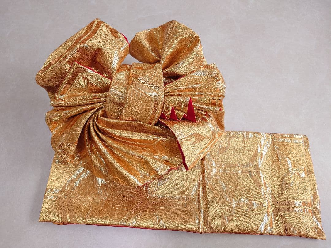 七五三　ハーフ成人式　ジュニア帯　袋帯からの作り帯　1点物　金　鶴柄