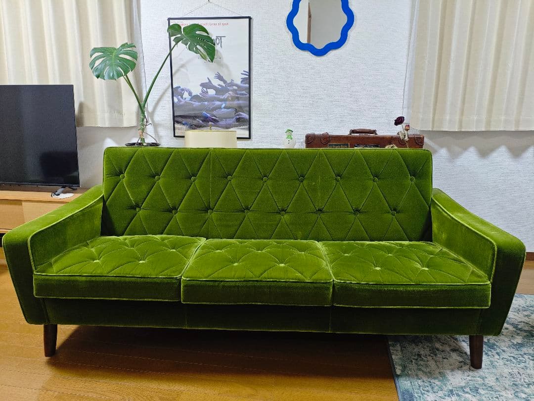 カリモク60 ロビーチェア 3シーター モケットグリーン