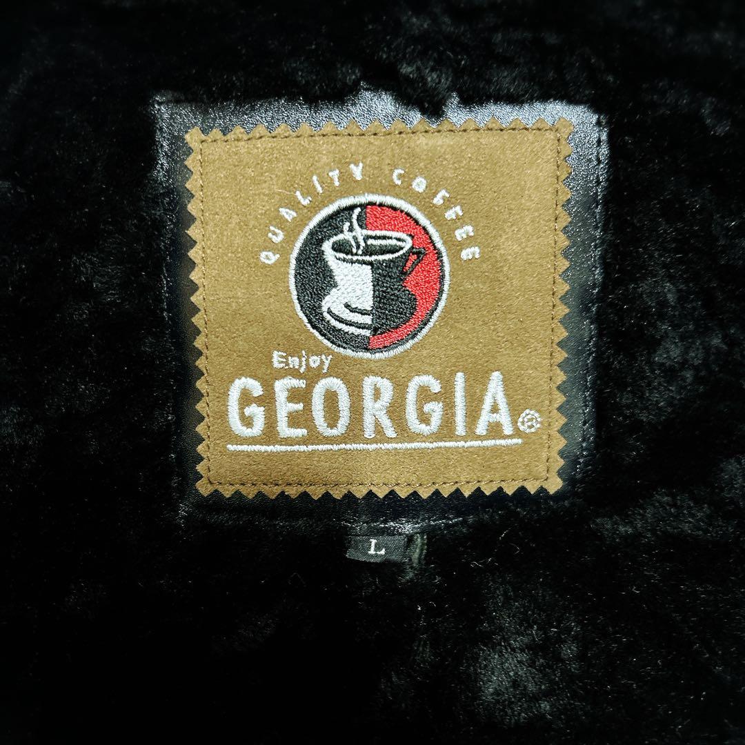 ジョージア 羊革ムートンコート 裏地ムートン 表地シープスキン ブラックPコート