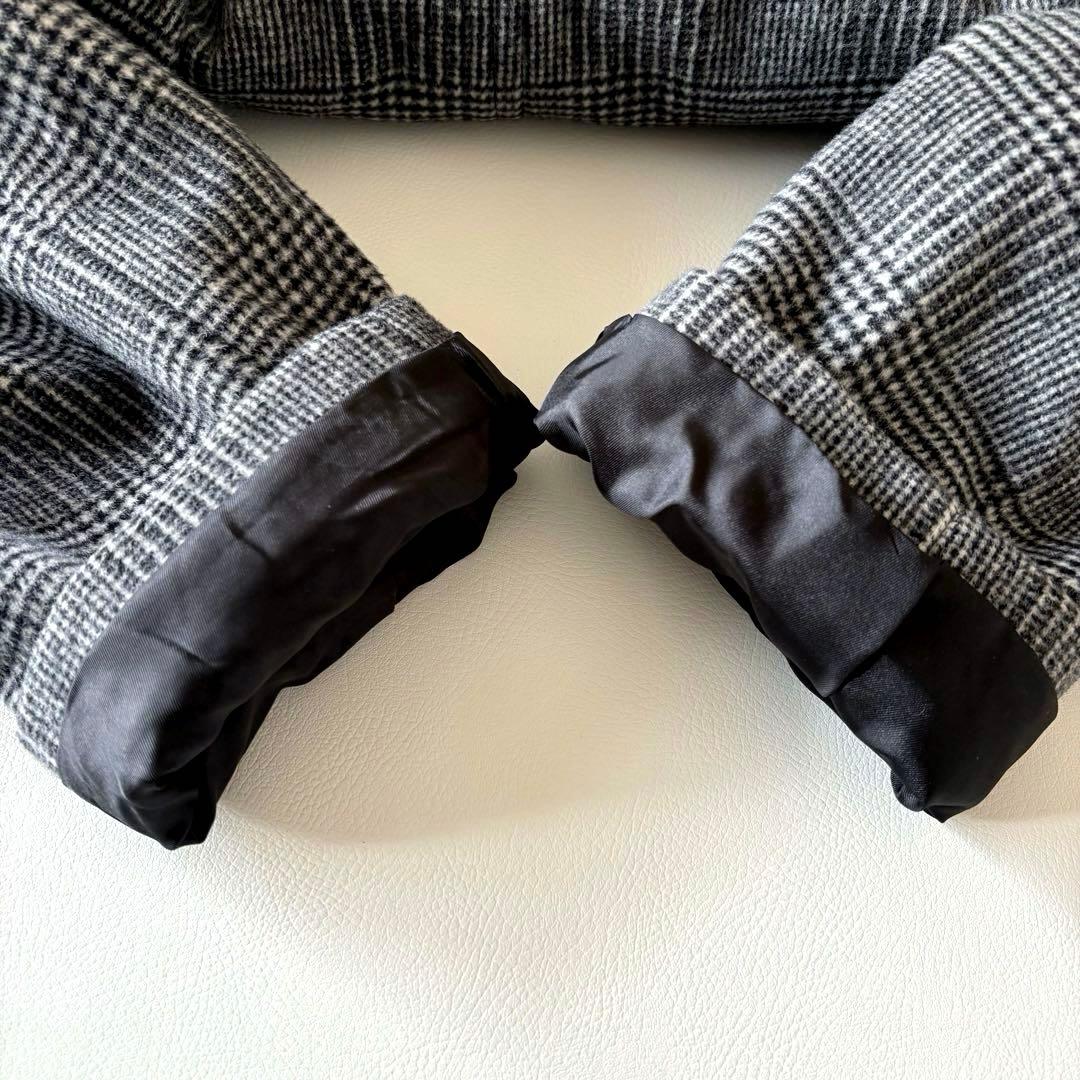 ■美品JOURNAL STANDARDビーバーノーカラーショートコートチェック