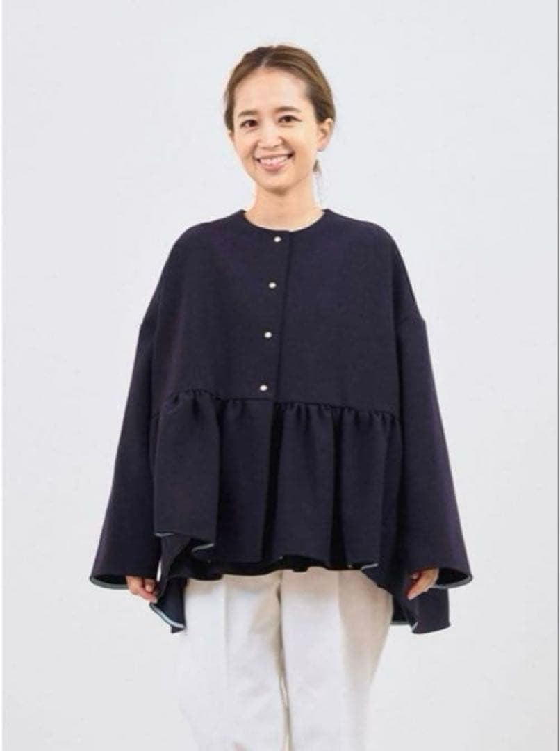 yori ダブルクロスワイドジャケット　ネイビー