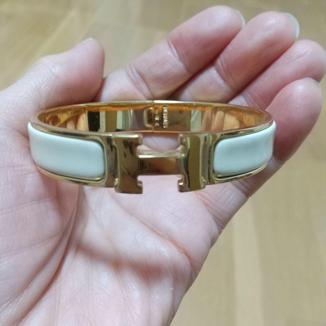 HERMES ゴールド ホワイト バングル