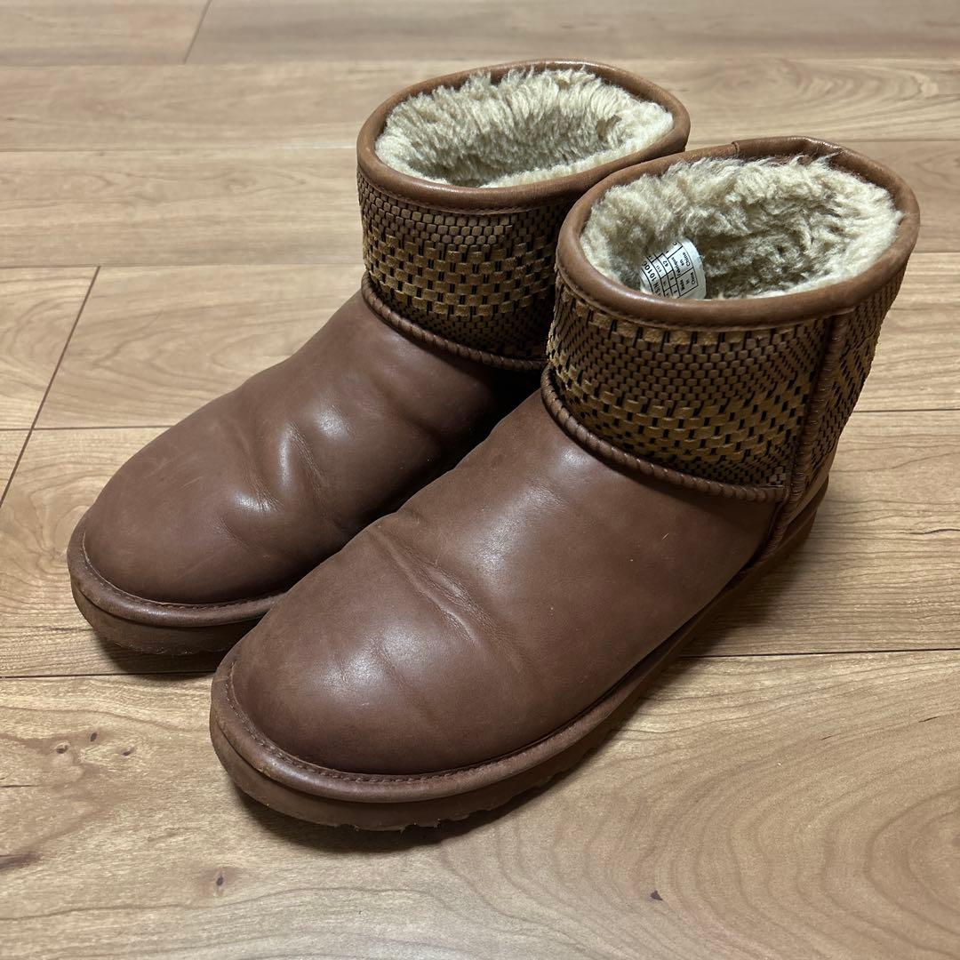 UGG ムートンブーツ ブラウン 編み込みデザイン