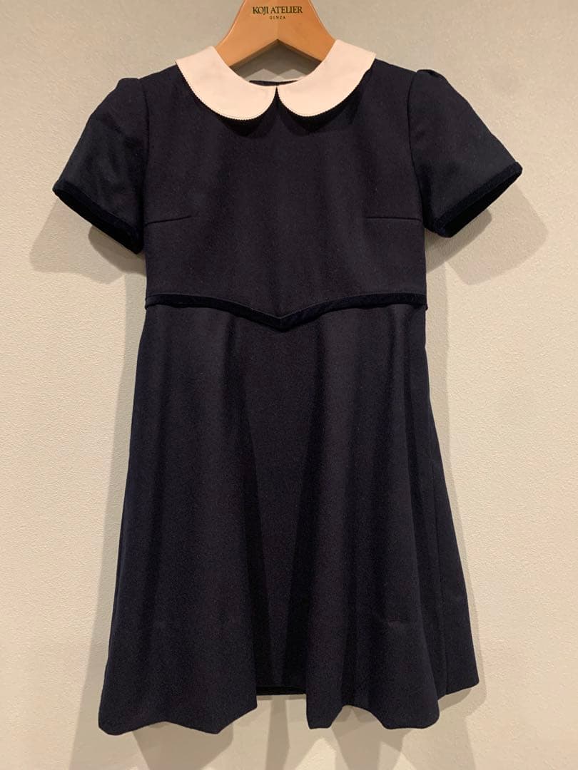 【アトリエ野中】オーダーワンピース ネイビーホワイト襟　115cmサイズ　お受験