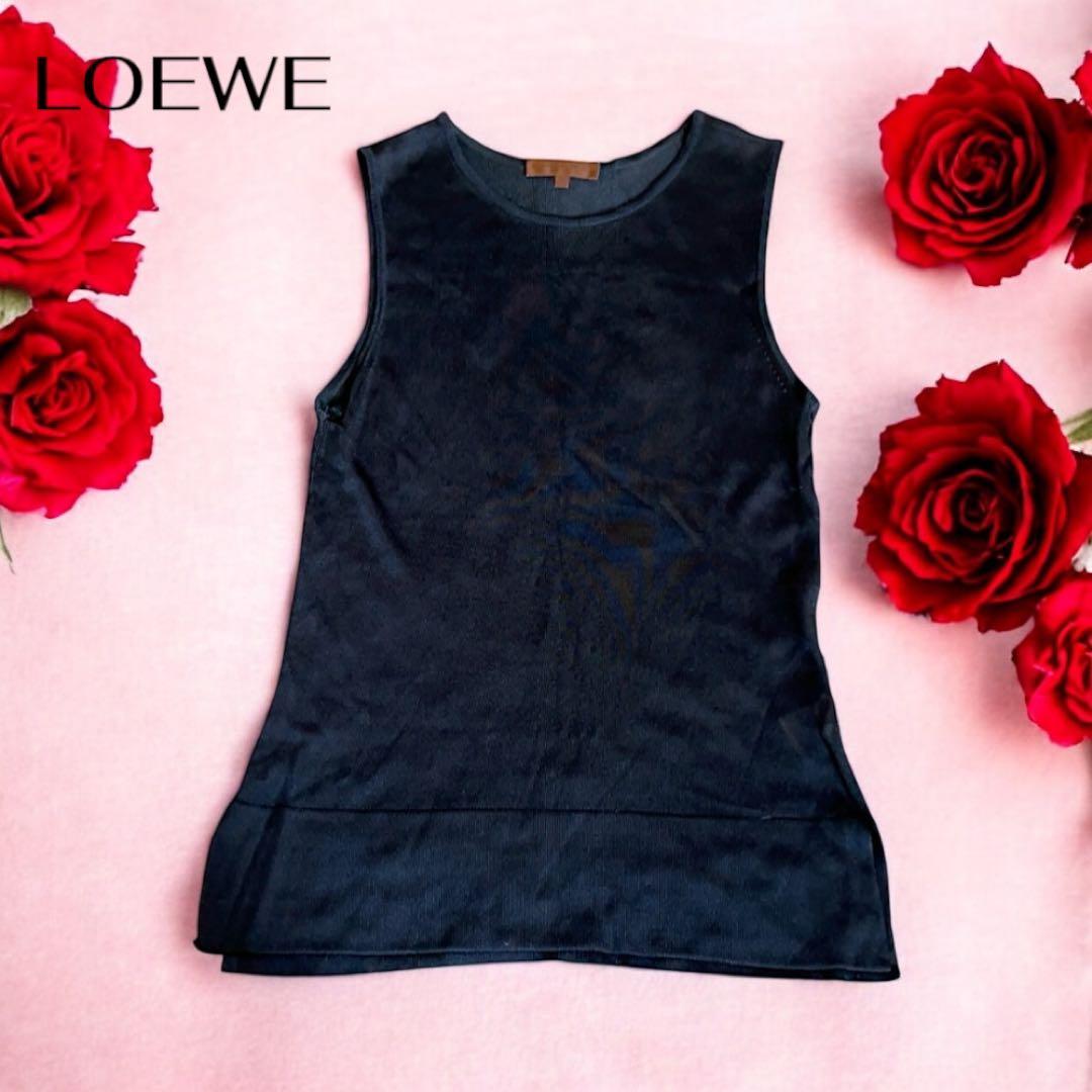 有能女子必須✨【LOEWE】ロエベ　シースルータンクトップビスコースブラックS