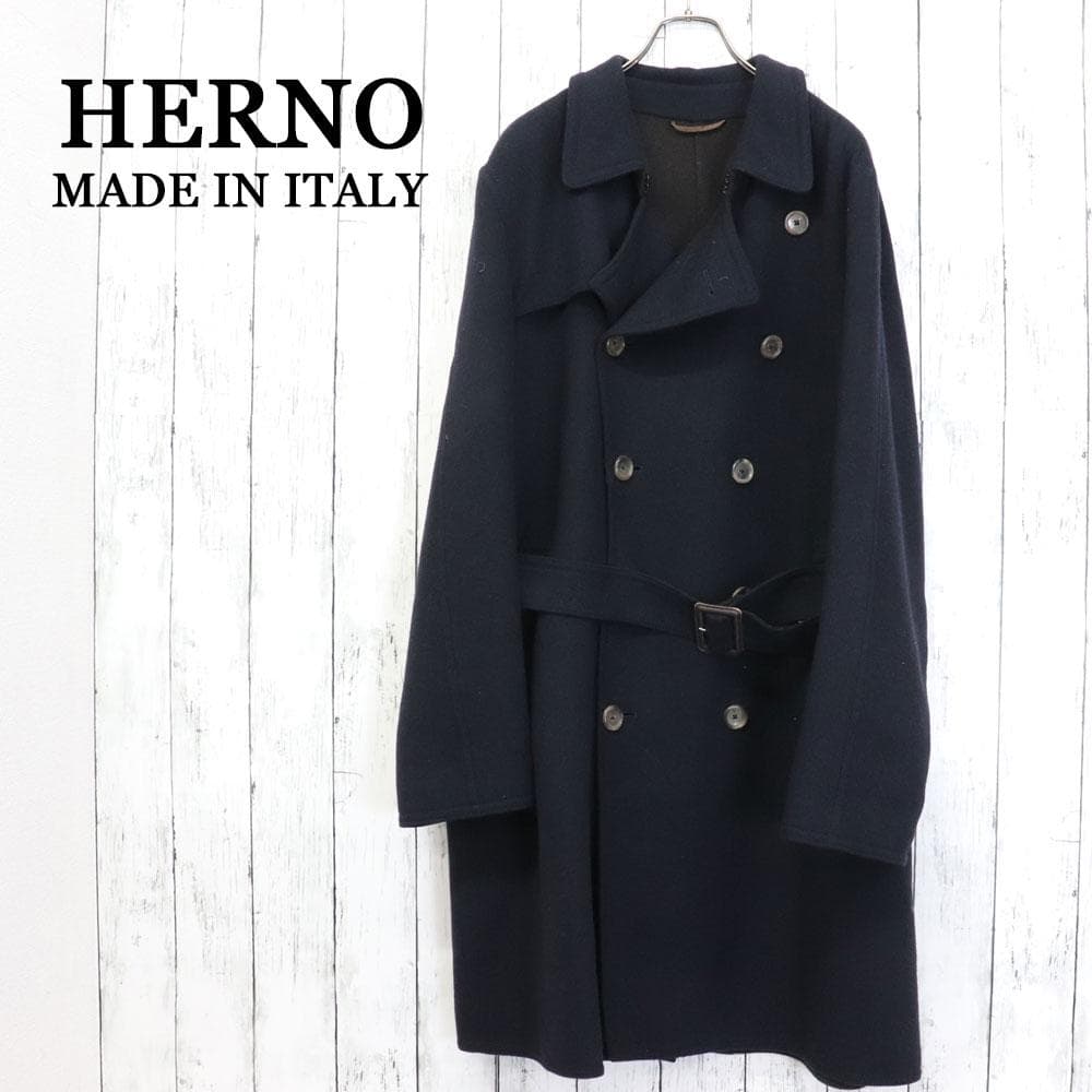 極上品　HERNO　ヘルノ　イタリア製　ダブルフェイス　ベルテッド　ウールコート