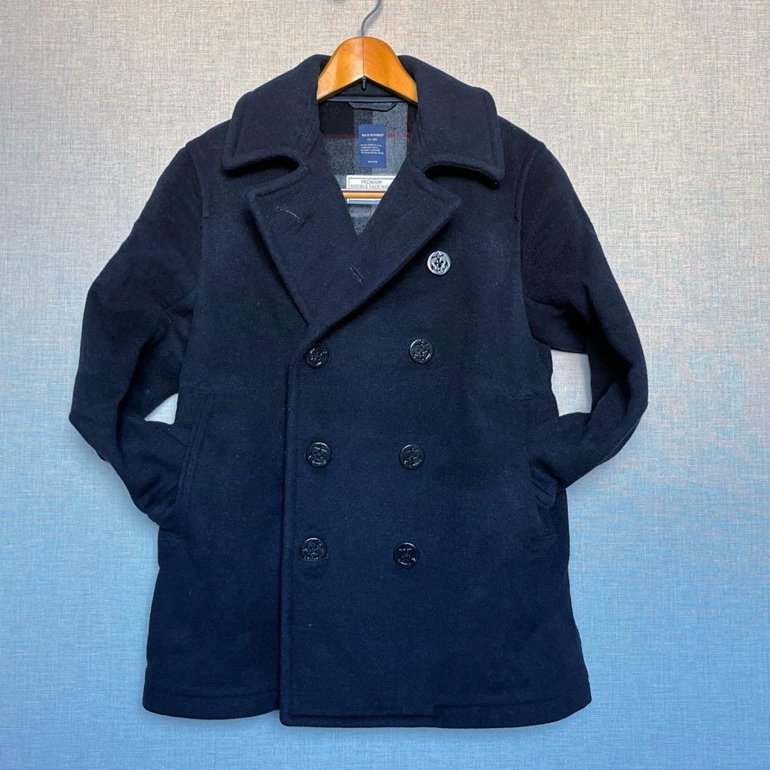 【防寒対策】BACK NUMBER ピーコート Wフェイスウール 黒に近い紺色