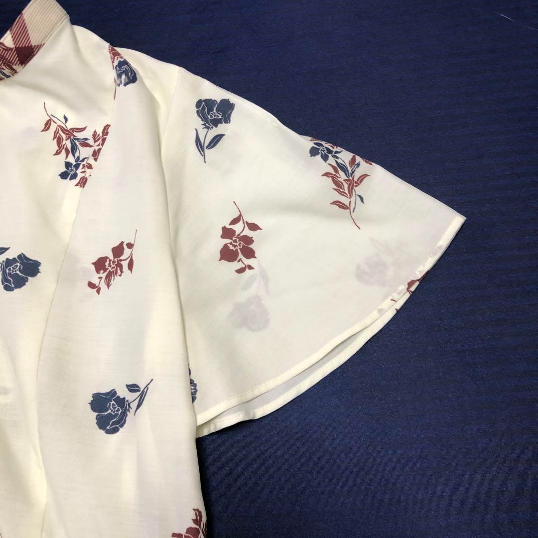 美品　バーバリー　花柄 半袖ロングワンピース ホワイト★★★